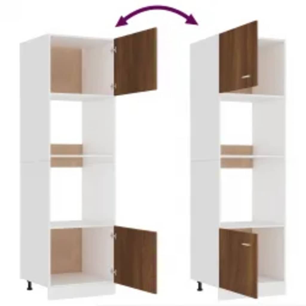 Dulap cuptor microunde stejar maro 60x57x207 cm lemn prelucrat GartenMobel Dekor