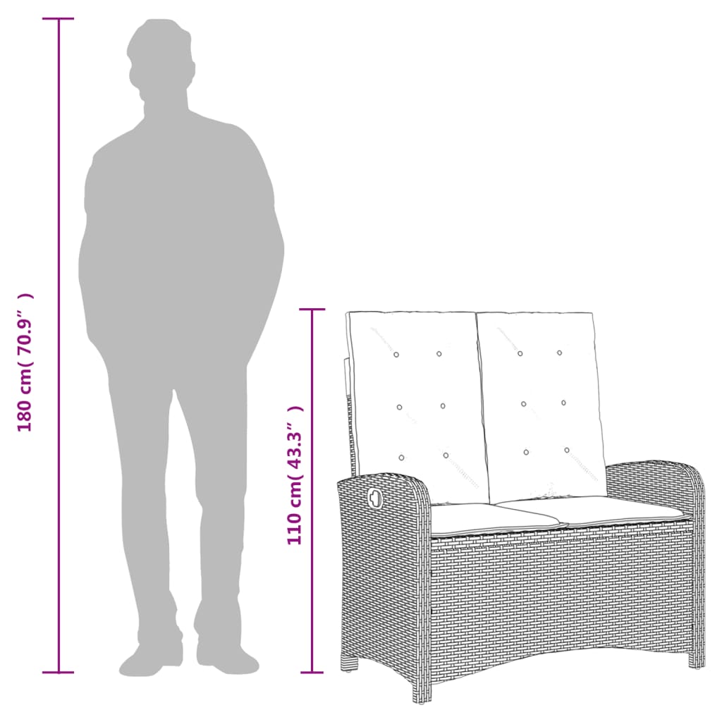 Set mobilier de grădină cu perne, 2 piese, gri, poliratan GartenMobel Dekor