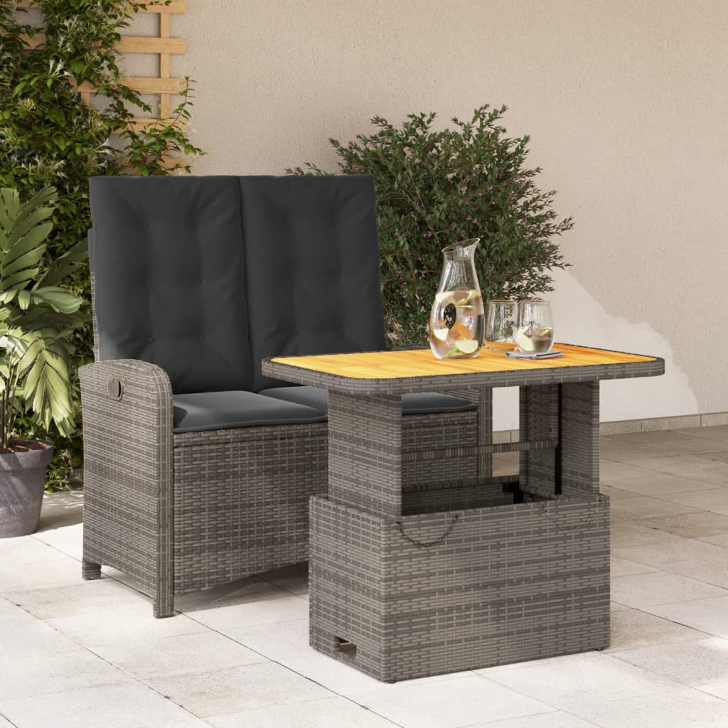Set mobilier de grădină cu perne, 2 piese, gri, poliratan GartenMobel Dekor