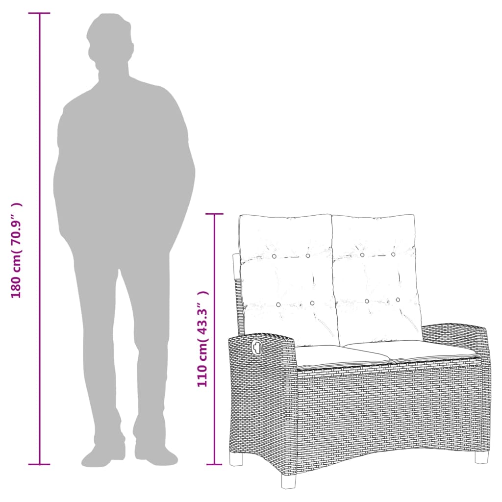 Set mobilier de grădină cu perne, 2 piese, gri, poliratan GartenMobel Dekor