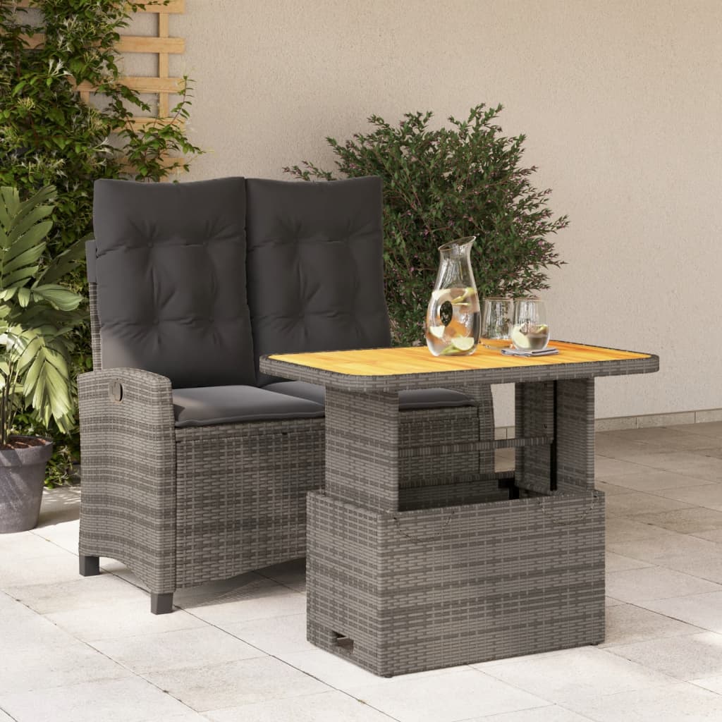 Set mobilier de grădină cu perne, 2 piese, gri, poliratan GartenMobel Dekor