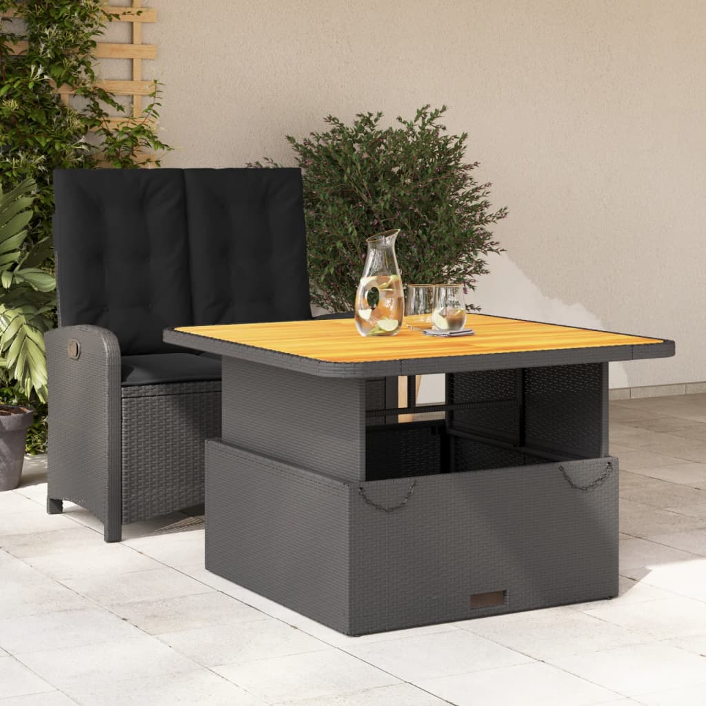 Set mobilier de grădină cu perne, 2 piese, negru, poliratan GartenMobel Dekor