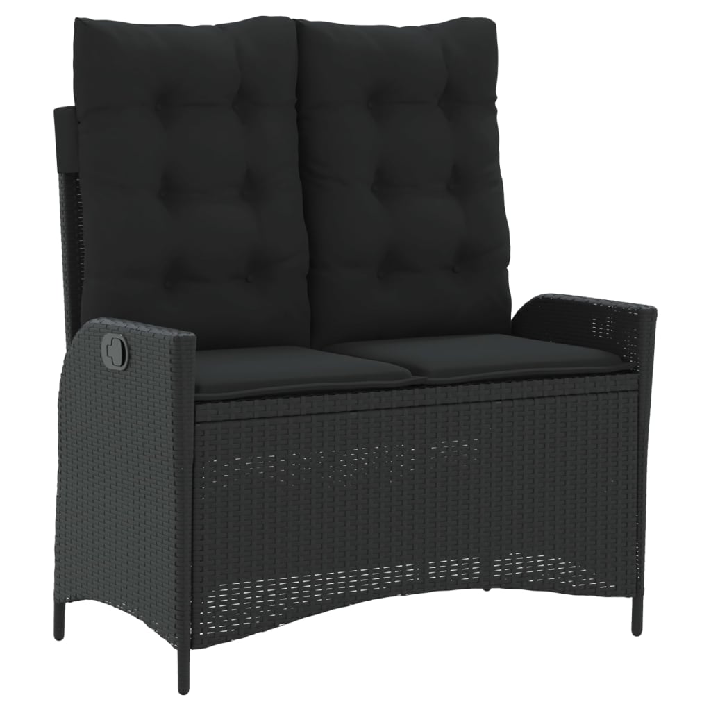 Set mobilier de grădină cu perne, 2 piese, negru, poliratan GartenMobel Dekor
