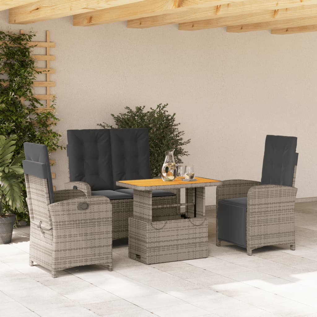 Set mobilier de grădină cu perne, 4 piese, gri, poliratan GartenMobel Dekor