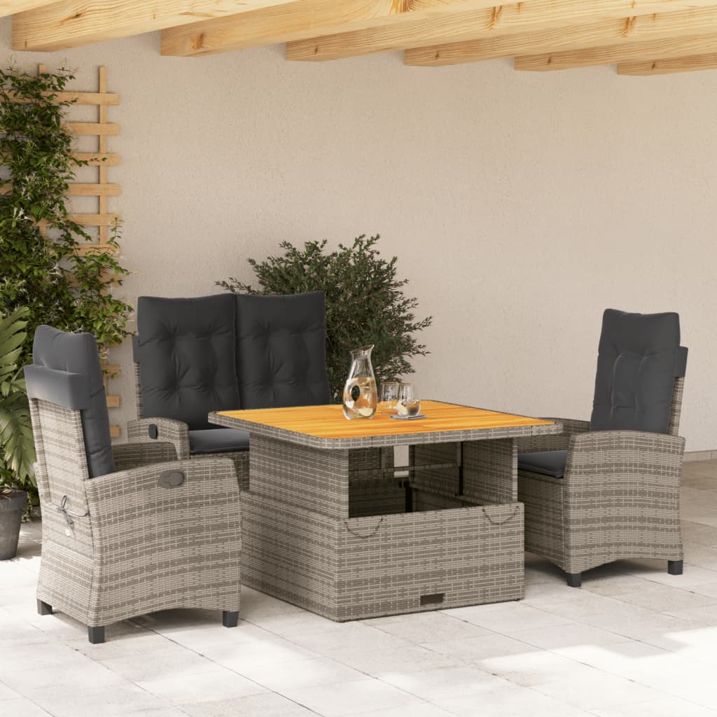 Set mobilier de grădină cu perne, 4 piese, gri, poliratan GartenMobel Dekor