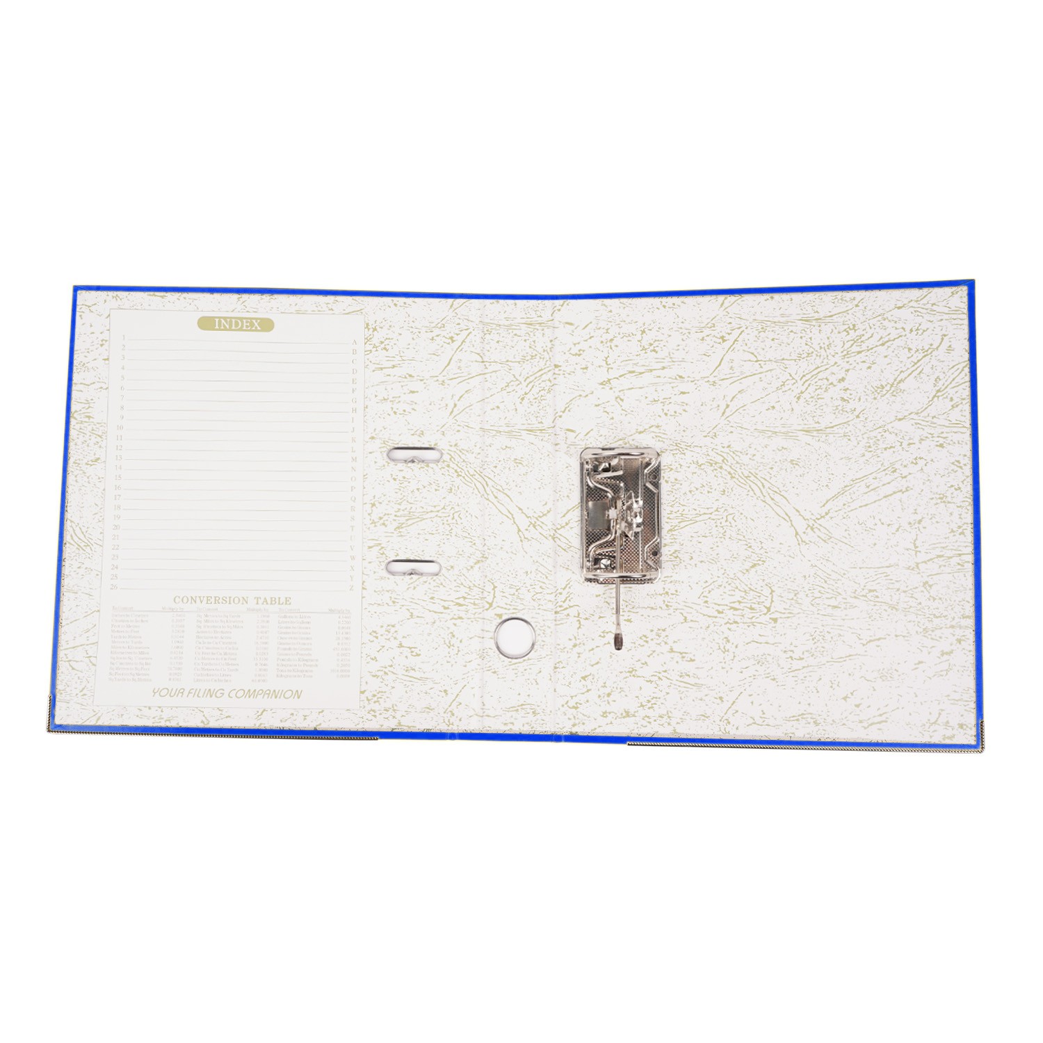 Biblioraft plastifiat, a4, latime cotor 5 cm, bordura metalica, diverse culori culoare albastru MultiMark GlobalProd