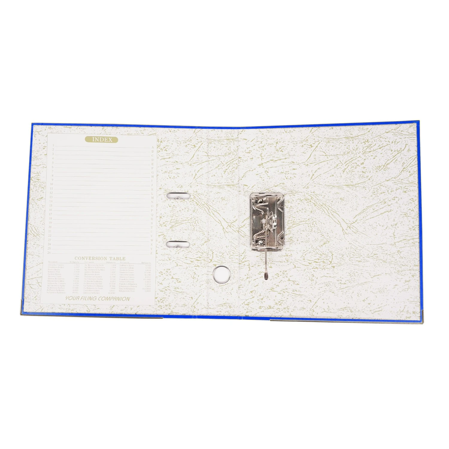 Biblioraft plastifiat, a4, latime cotor 5 cm, bordura metalica, diverse culori culoare albastru MultiMark GlobalProd