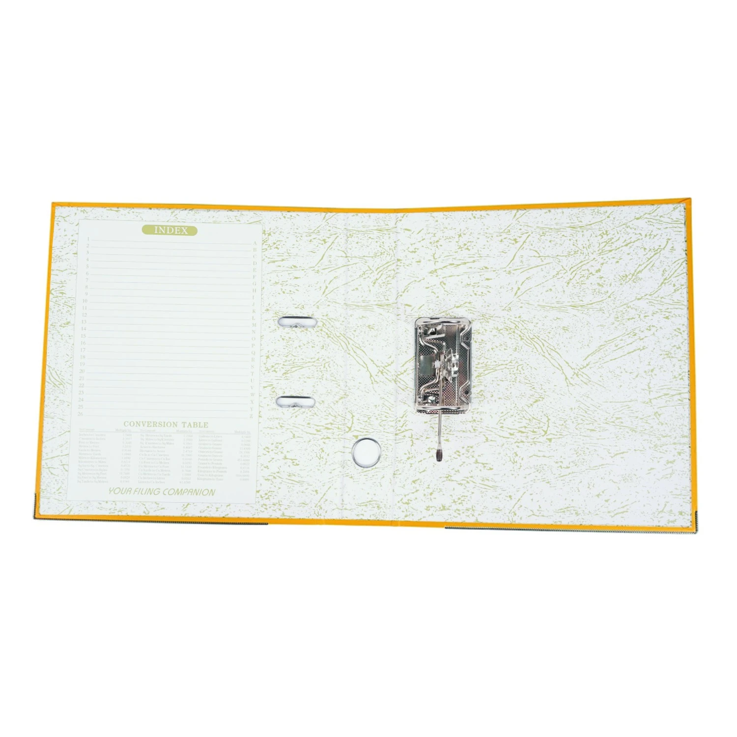 Biblioraft plastifiat, a4, latime cotor 5 cm, bordura metalica, diverse culori culoare galben MultiMark GlobalProd