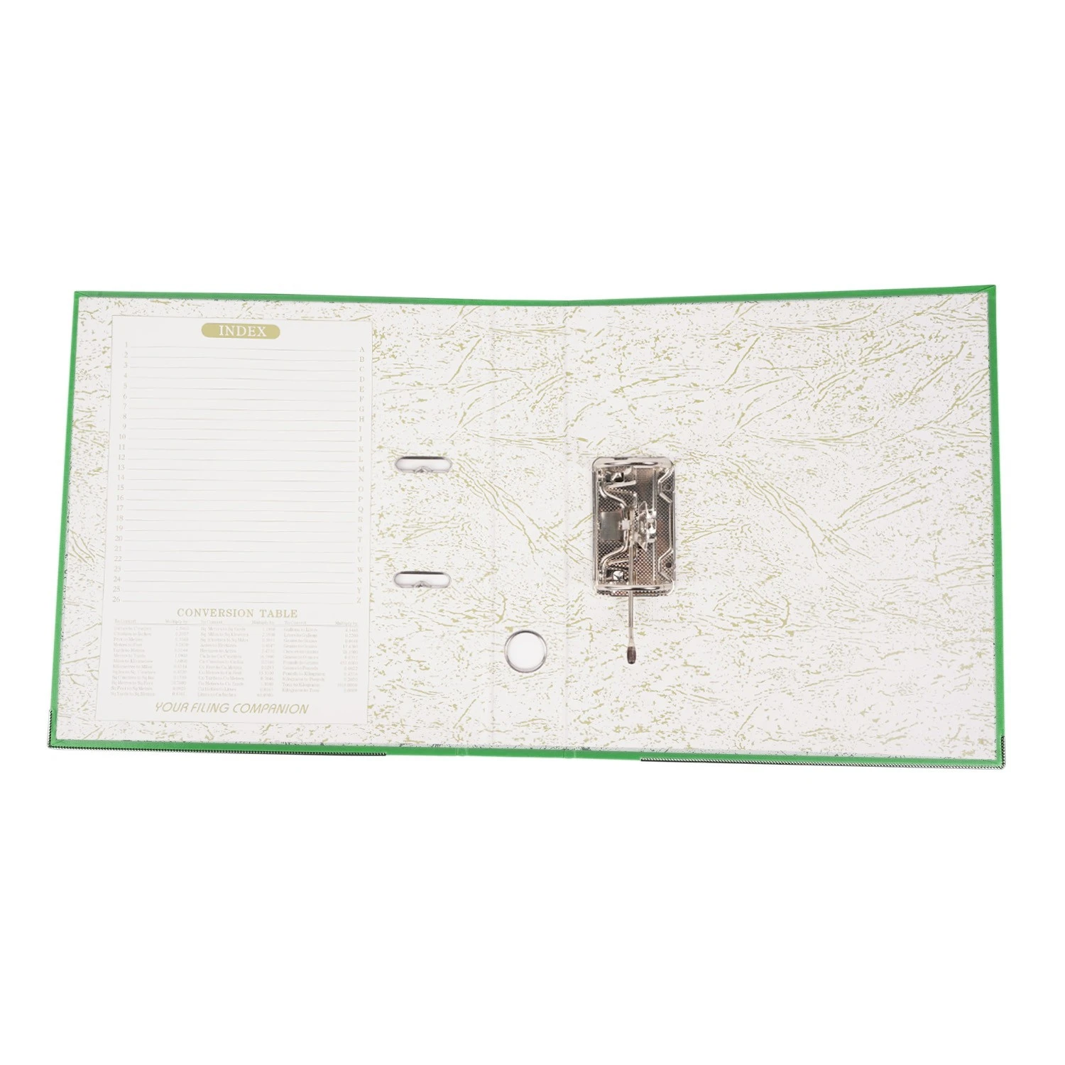 Biblioraft plastifiat, a4, latime cotor 5 cm, bordura metalica, diverse culori culoare verde MultiMark GlobalProd