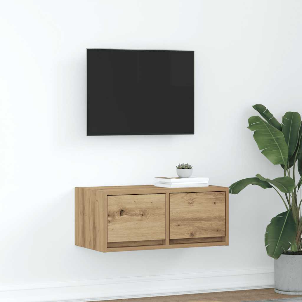 Dulap TV Artisan Stejar 60x31x25,5 cm Lemn prelucrat GartenMobel Dekor