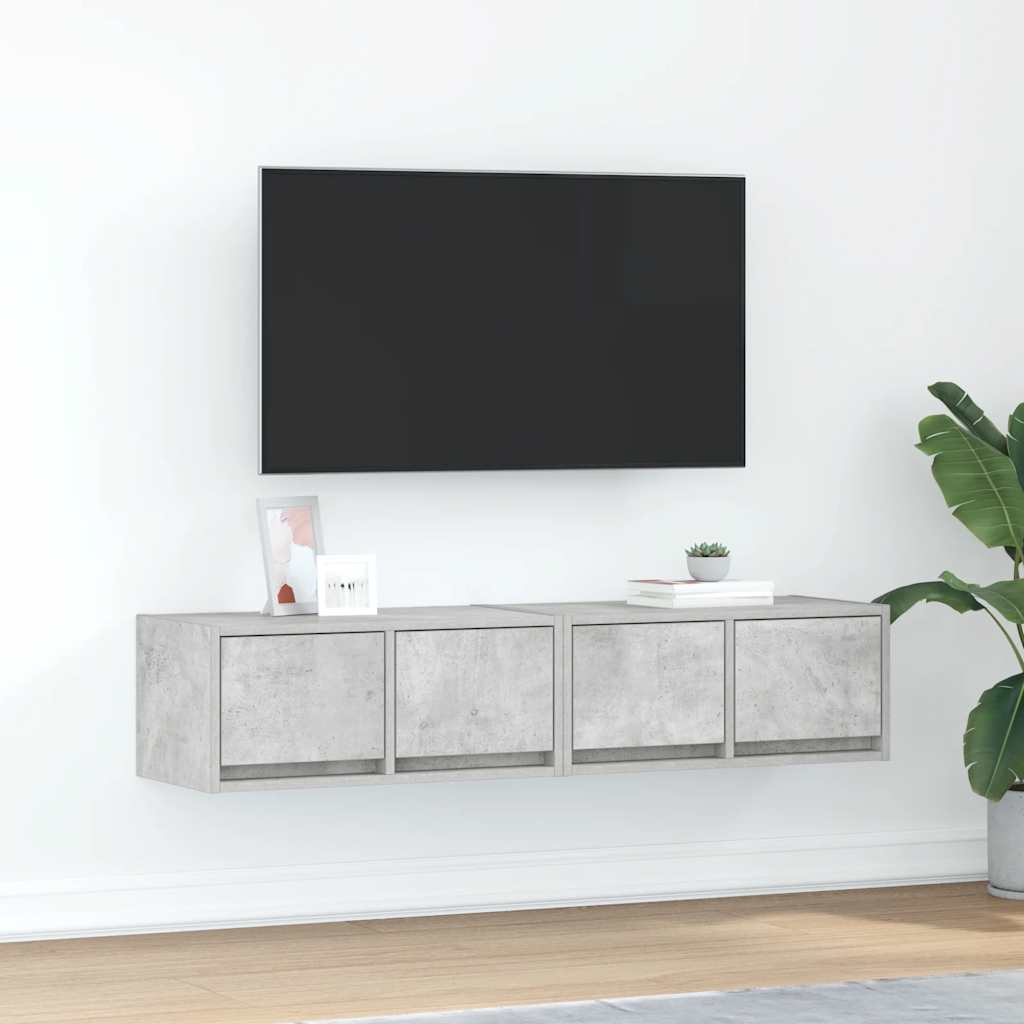 Dulapuri TV 2 buc Beton Gri 60x31x25,5 cm Lemn prelucrat GartenMobel Dekor