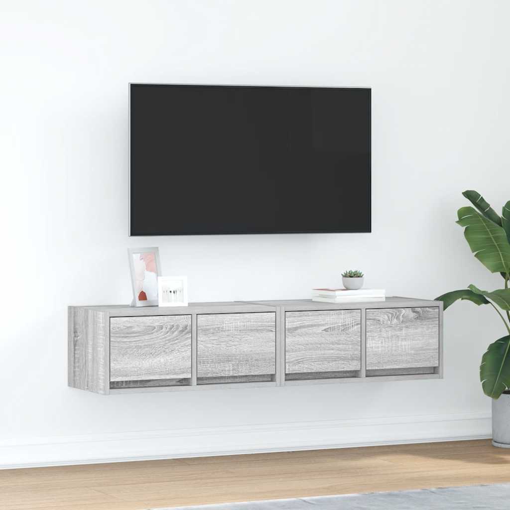 Dulapuri TV 2 buc Gri Sonoma 60x31x25,5 cm Lemn prelucrat GartenMobel Dekor