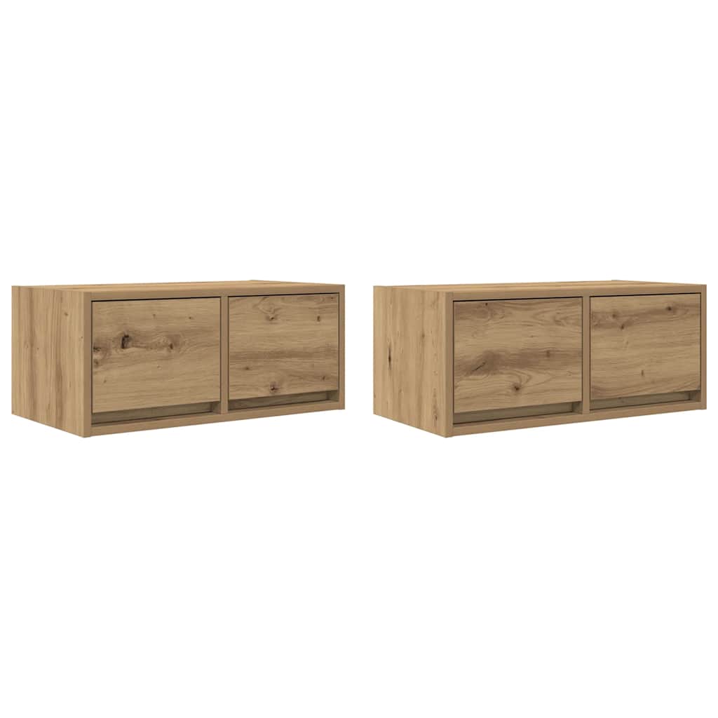 Dulapuri TV 2 buc Stejar Artisan 60x31x25,5 cm Lemn prelucrat GartenMobel Dekor