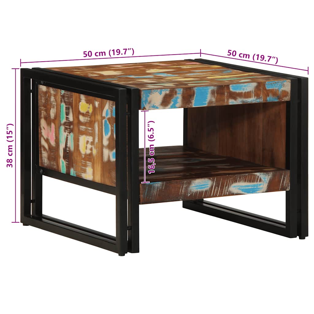 Masuta de cafea multicolora 50x50x38 cm lemn masiv recuperat GartenMobel Dekor