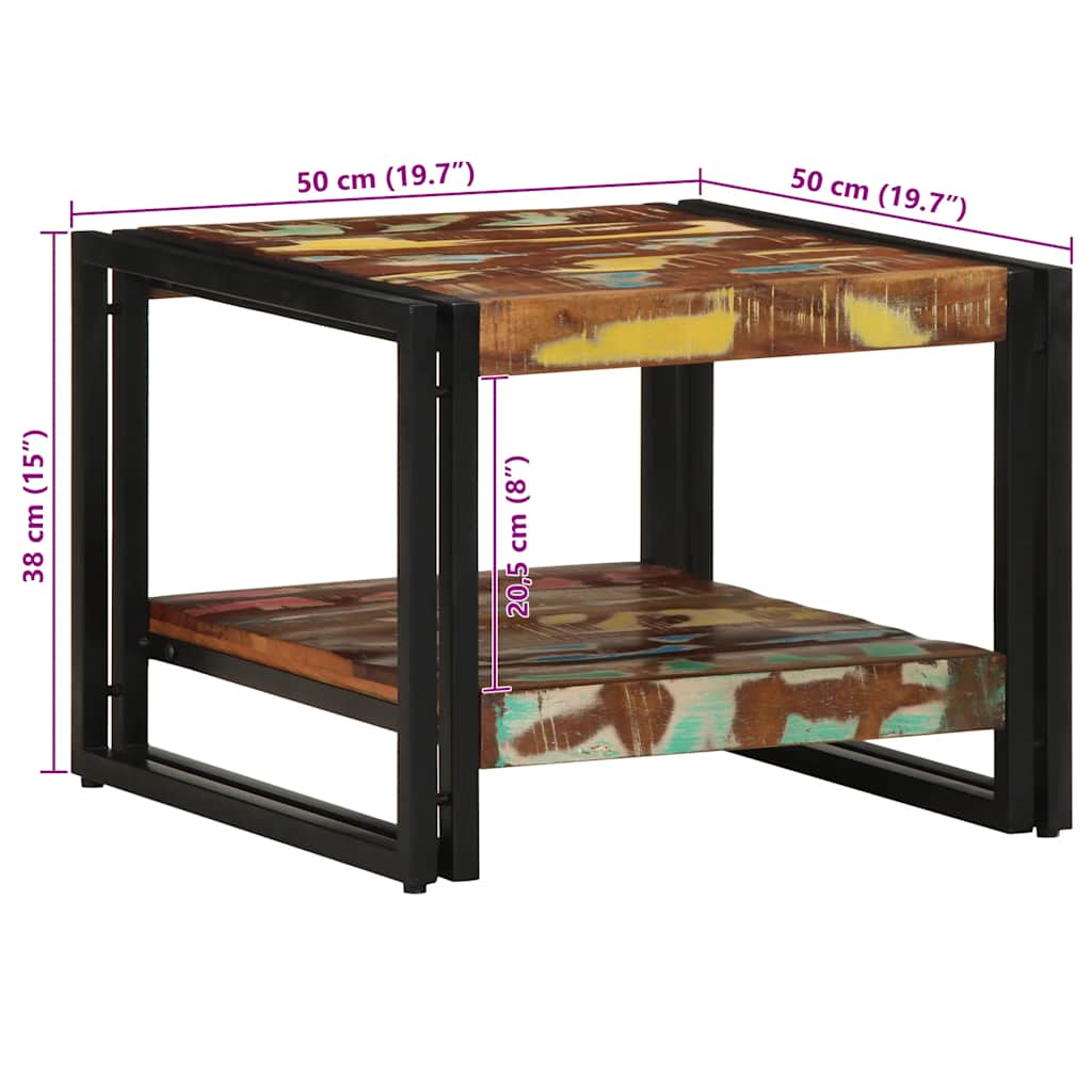 Masuta de cafea multicolora 50x50x38 cm lemn masiv recuperat GartenMobel Dekor