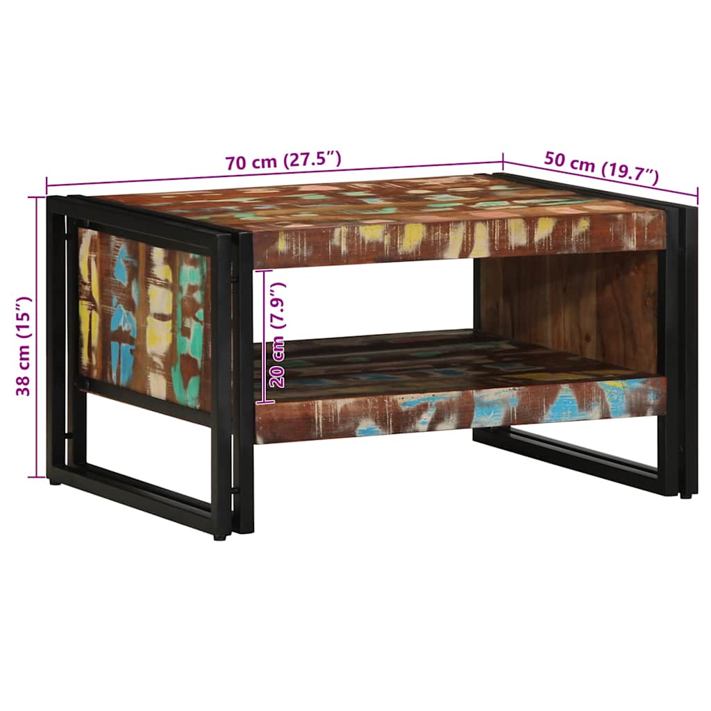Masuta de cafea multicolora 70x50x38 cm lemn masiv recuperat GartenMobel Dekor