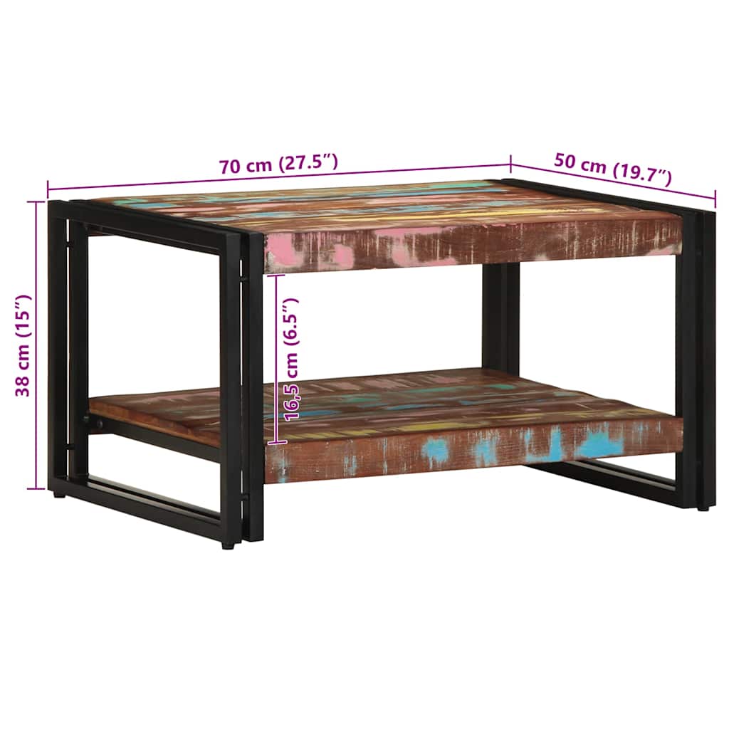 Masuta de cafea multicolora 70x50x38 cm lemn masiv recuperat GartenMobel Dekor