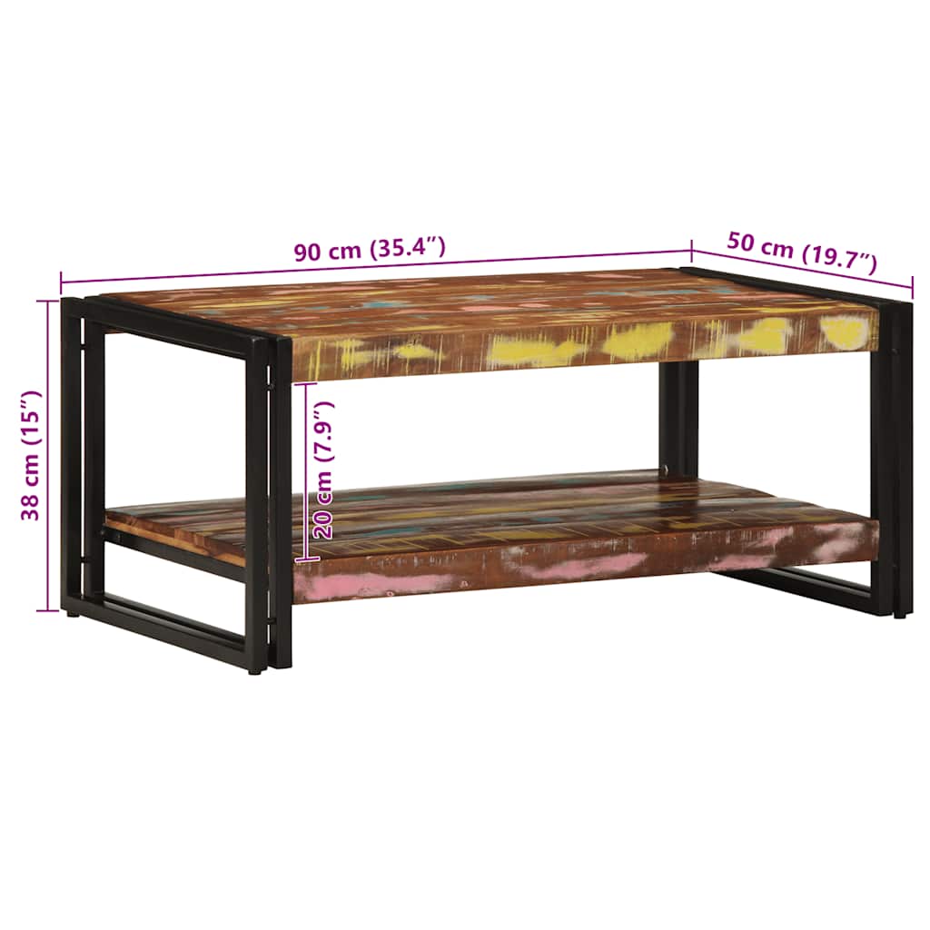 Masuta de cafea multicolora 90x50x38 cm lemn masiv recuperat GartenMobel Dekor