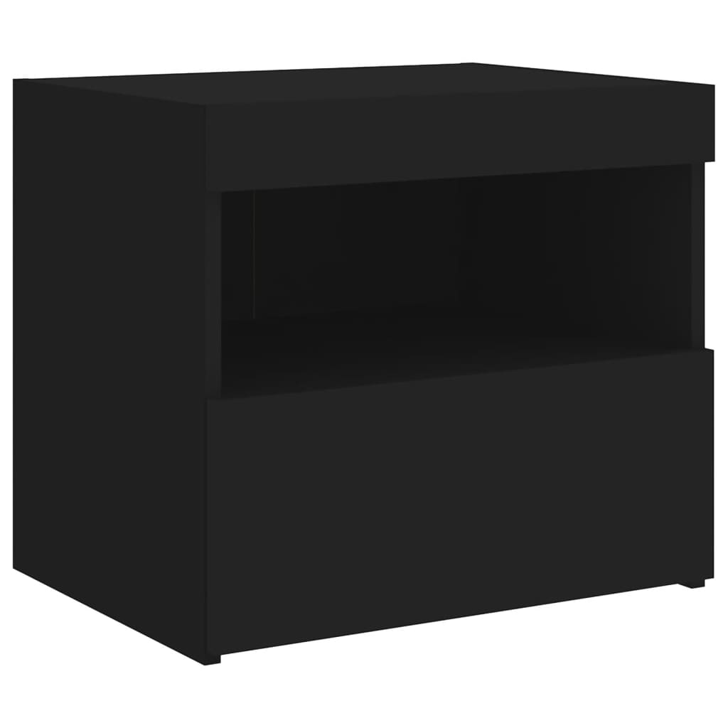 Noptieră cu lumini LED, negru, 50x40x45 cm GartenMobel Dekor
