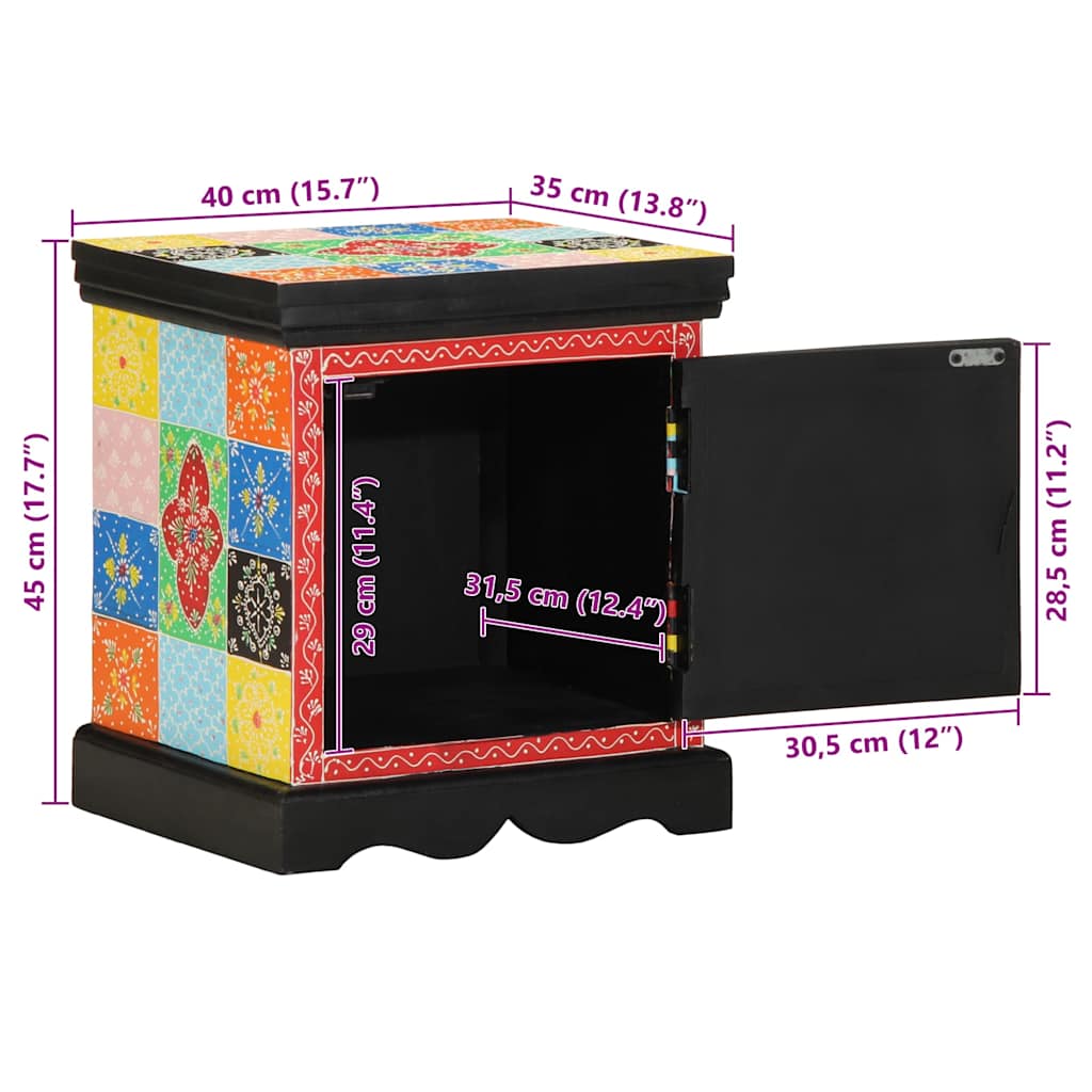 Noptiera multicolor 40x35x45 cm lemn masiv de mango GartenMobel Dekor
