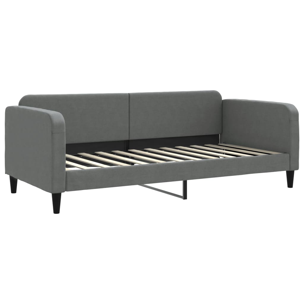 Pat de zi cu extensie și saltele, gri închis, 90x200 cm, textil GartenMobel Dekor