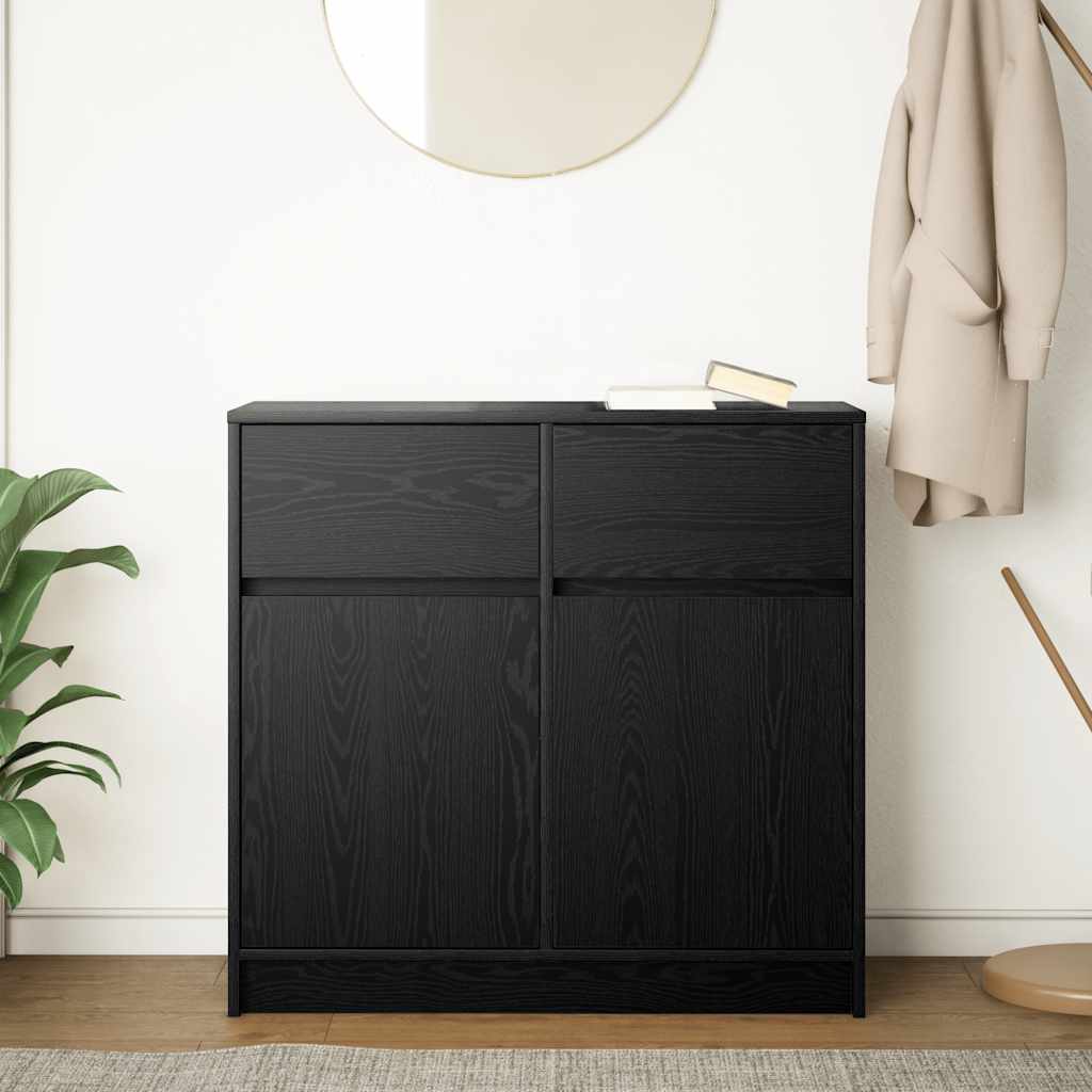 Bufetă cu sertar Stejar negru 80x34x76 cm Lemn prelucrat GartenMobel Dekor