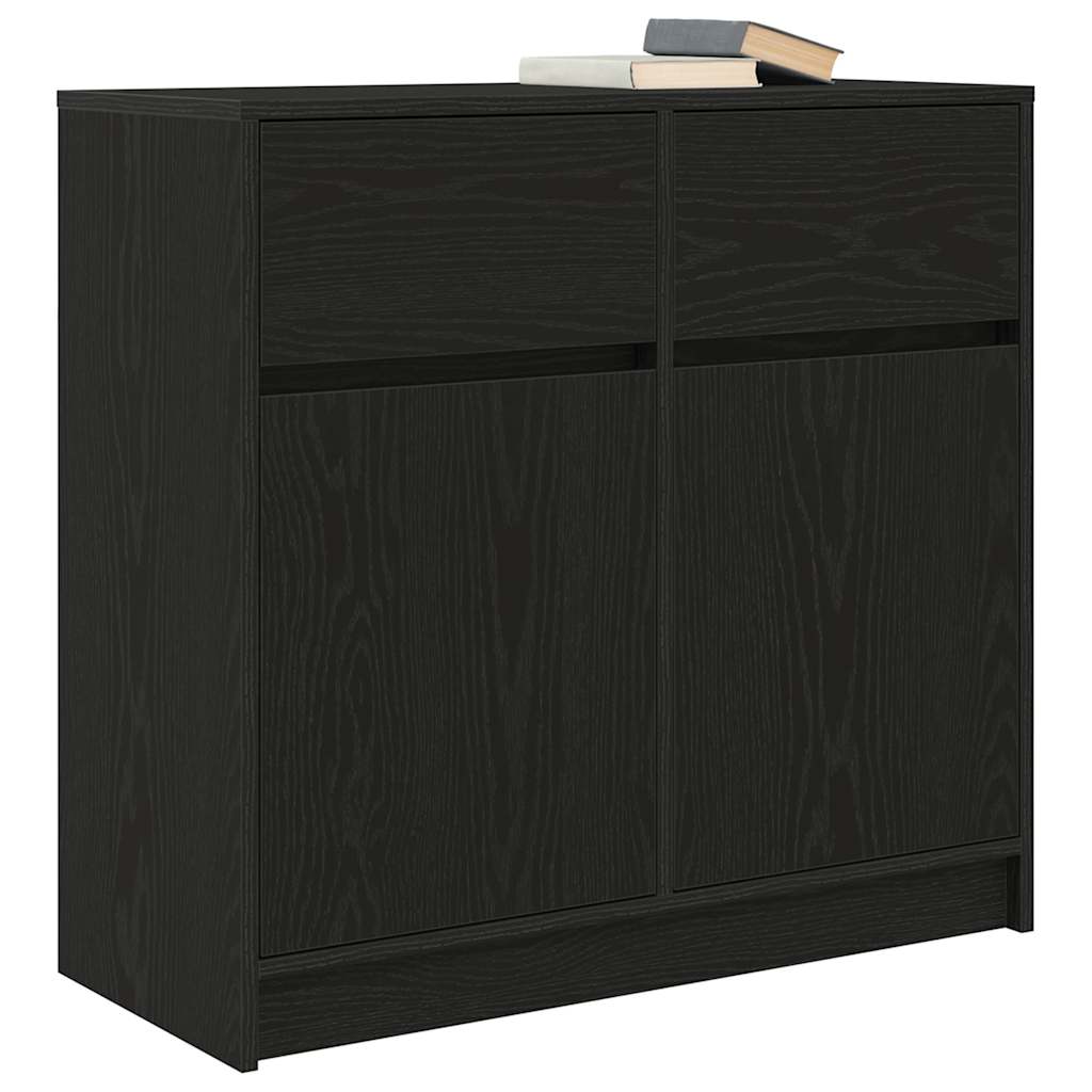 Bufetă cu sertar Stejar negru 80x34x76 cm Lemn prelucrat GartenMobel Dekor