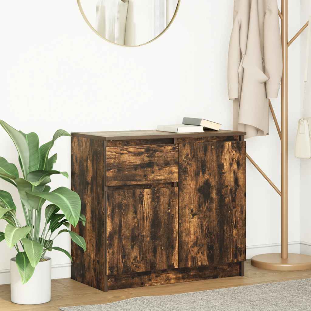 Bufetă cu sertar stejar afumat 71x35x65 cm lemn de stratificat GartenMobel Dekor