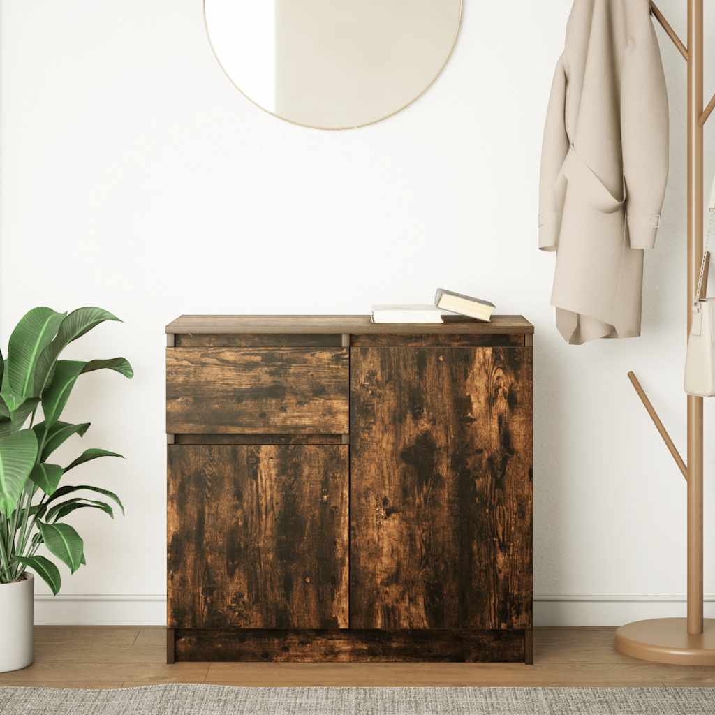 Bufetă cu sertar stejar afumat 71x35x65 cm lemn de stratificat GartenMobel Dekor