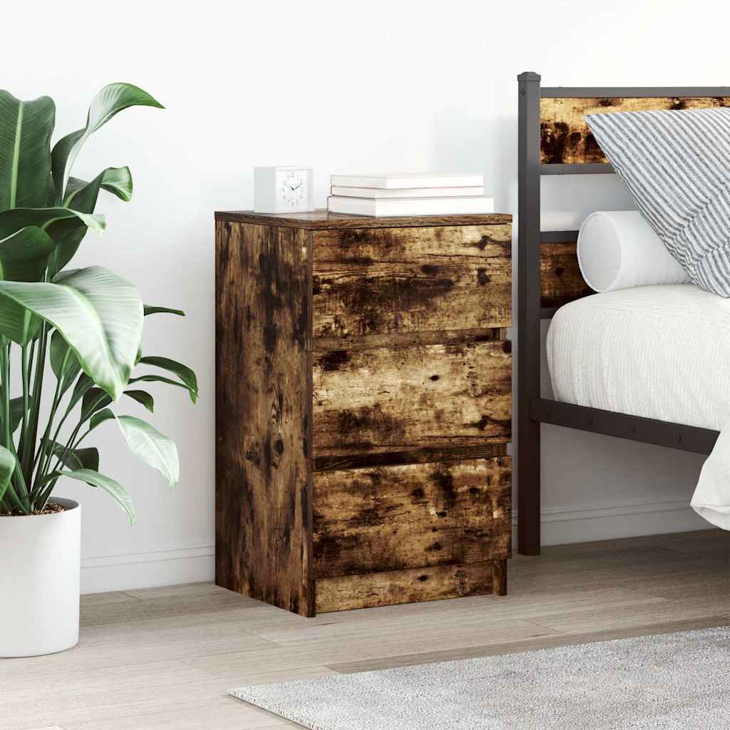 Noptiera cu 3 sertare stejar afumat 39x35x65 cm GartenMobel Dekor
