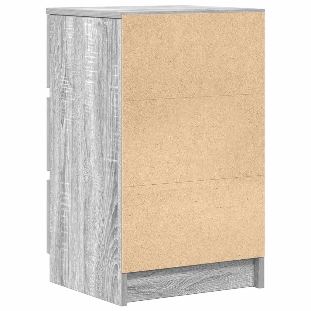 Noptiere cu 3 sertare 2 buc Gri Sonoma 39x35x65 cm GartenMobel Dekor