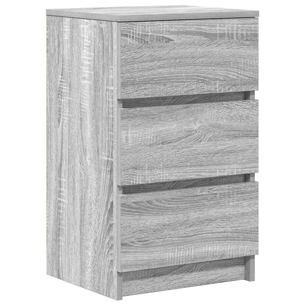 Noptiere cu 3 sertare 2 buc Gri Sonoma 39x35x65 cm GartenMobel Dekor