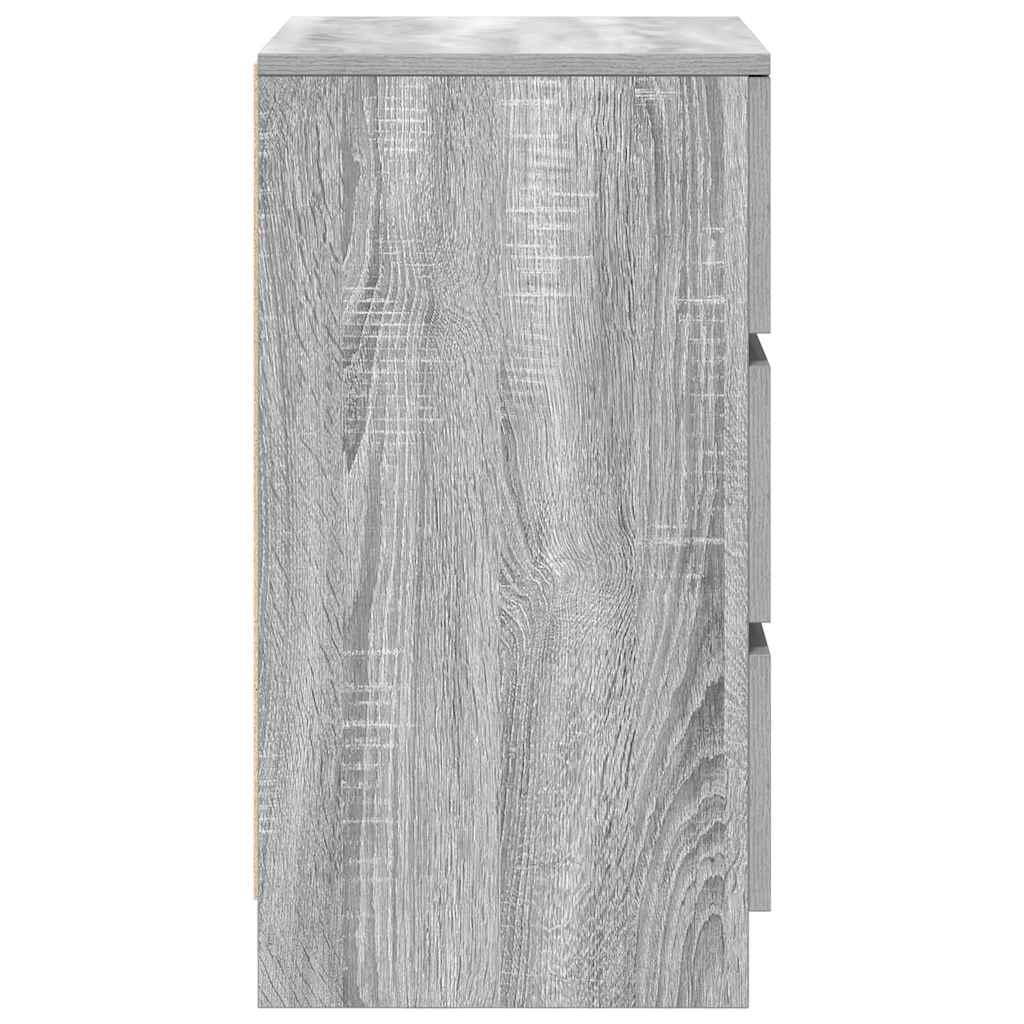 Noptiere cu 3 sertare 2 buc Gri Sonoma 39x35x65 cm GartenMobel Dekor