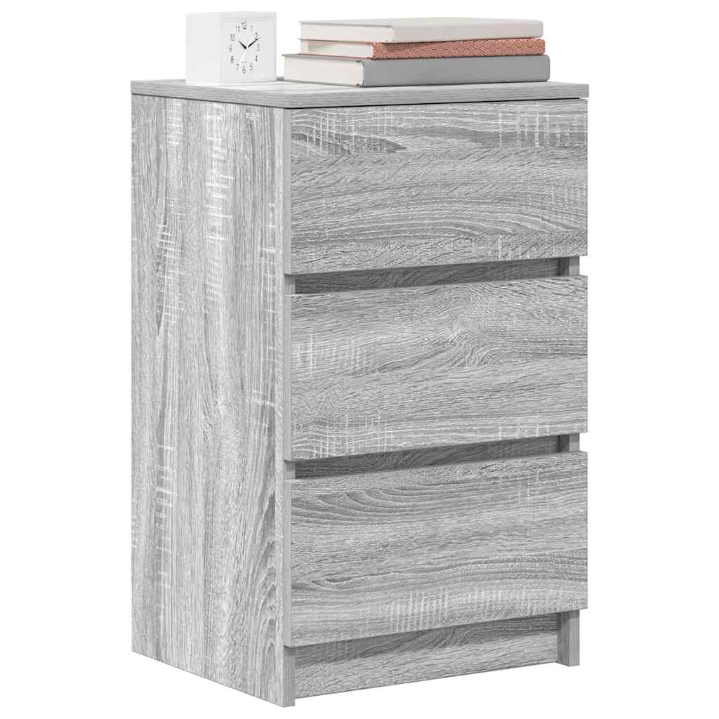 Noptiere cu 3 sertare 2 buc Gri Sonoma 39x35x65 cm GartenMobel Dekor