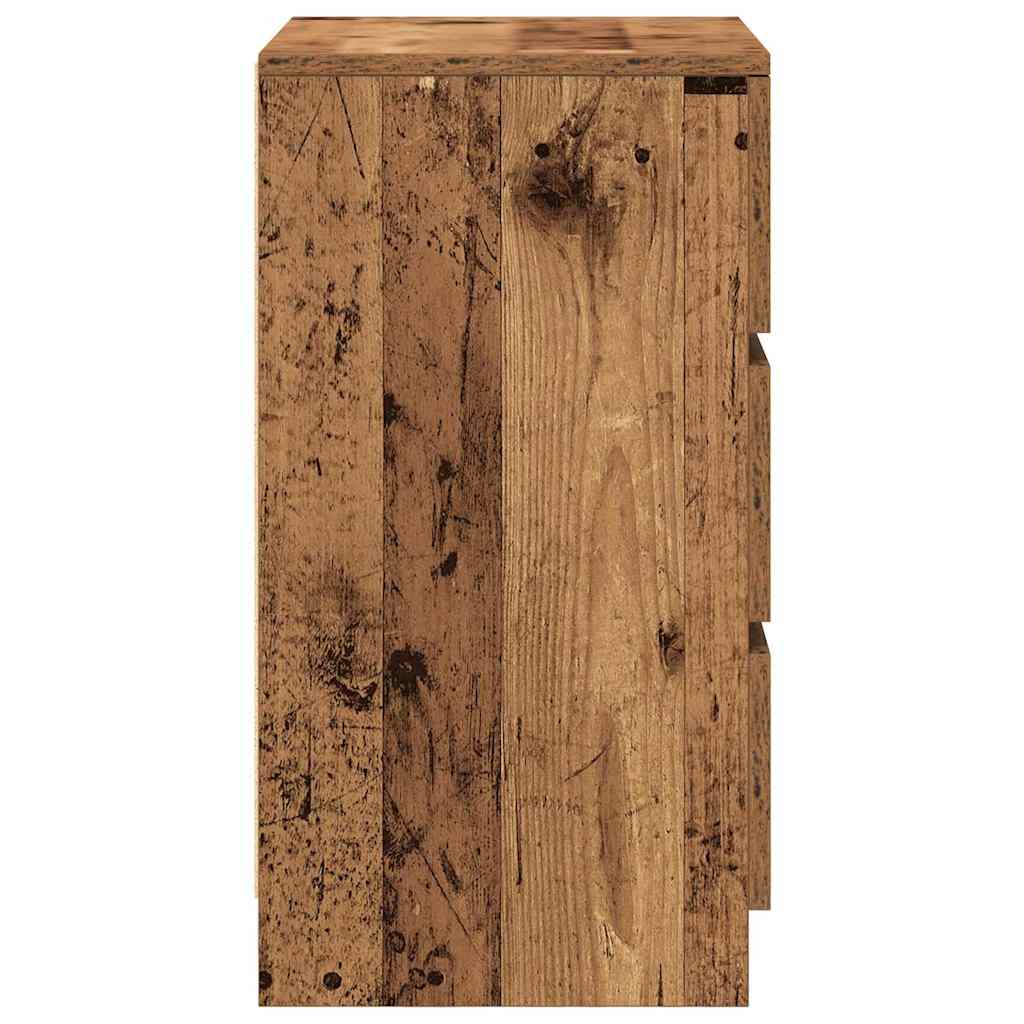 Noptiere cu 3 sertare 2 buc Lemn vechi 39x35x65 cm GartenMobel Dekor