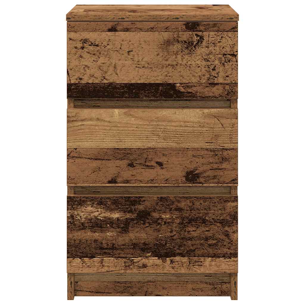 Noptiere cu 3 sertare 2 buc Lemn vechi 39x35x65 cm GartenMobel Dekor