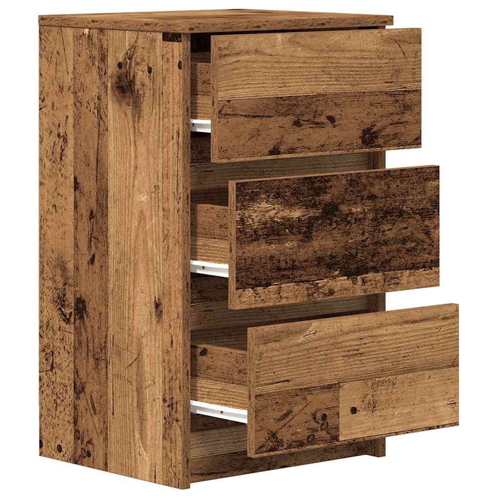 Noptiere cu 3 sertare 2 buc Lemn vechi 39x35x65 cm GartenMobel Dekor