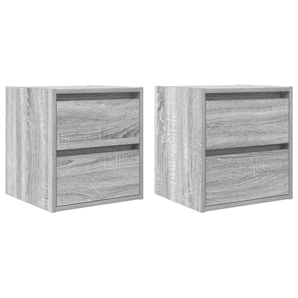 Noptiere montate pe perete 2 buc Gri Sonoma 38x34x40 cm GartenMobel Dekor