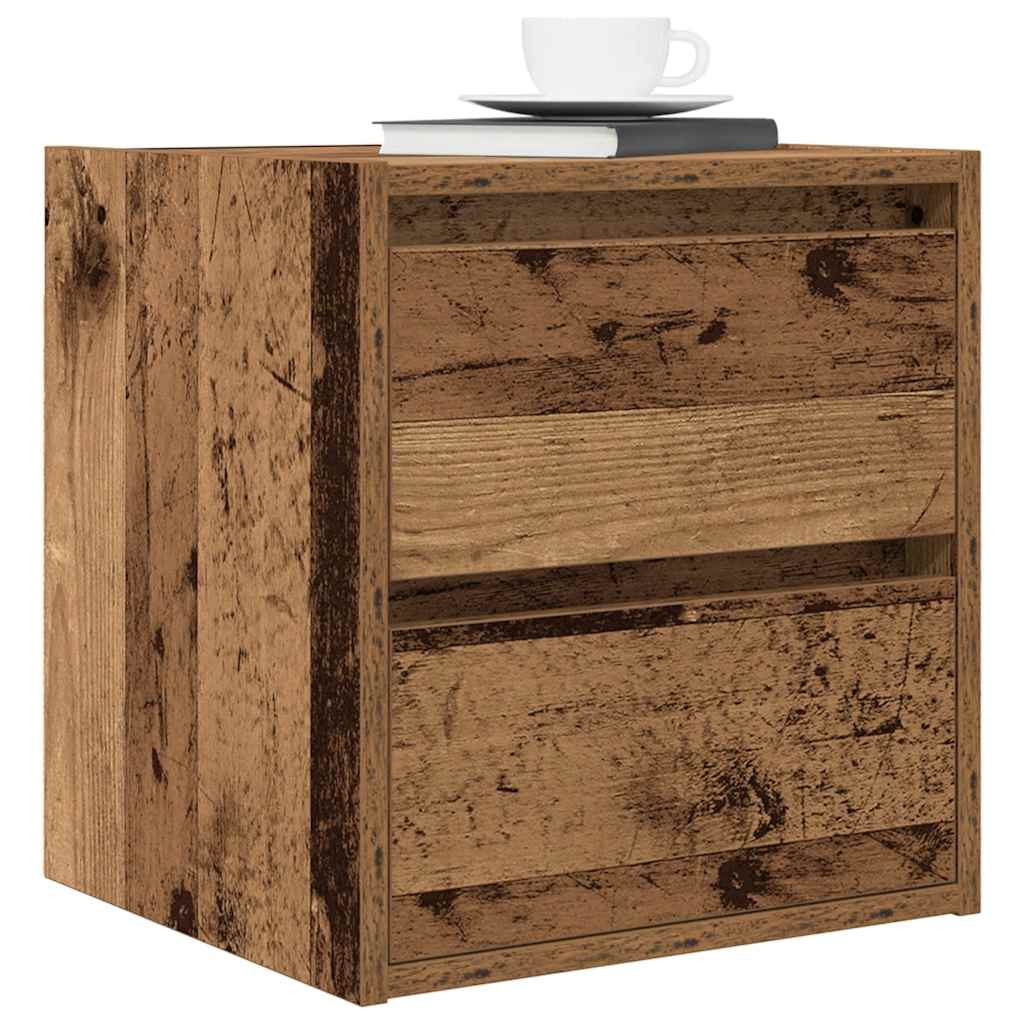 Noptiere montate pe perete 2 buc Lemn vechi 38x34x40 cm GartenMobel Dekor
