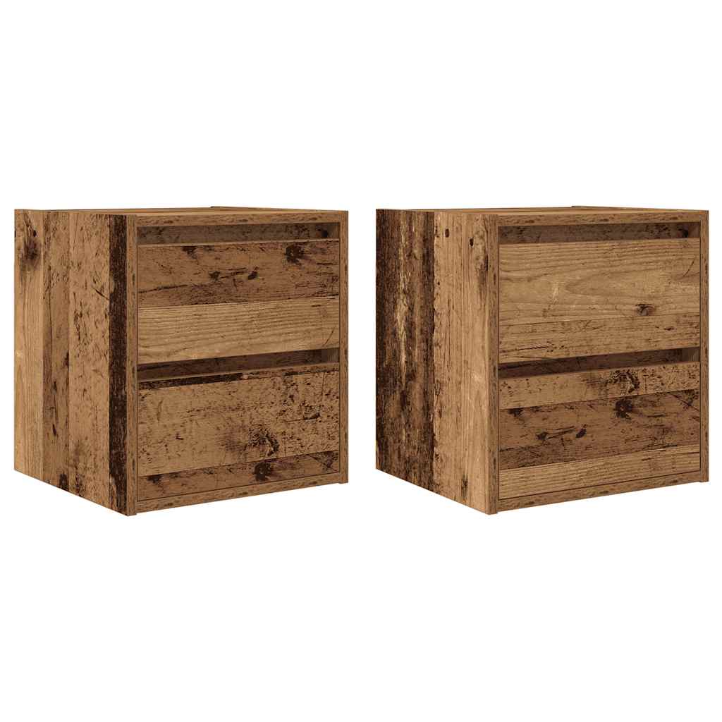 Noptiere montate pe perete 2 buc Lemn vechi 38x34x40 cm GartenMobel Dekor