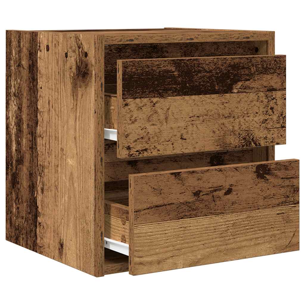 Noptiere montate pe perete 2 buc Lemn vechi 38x34x40 cm GartenMobel Dekor