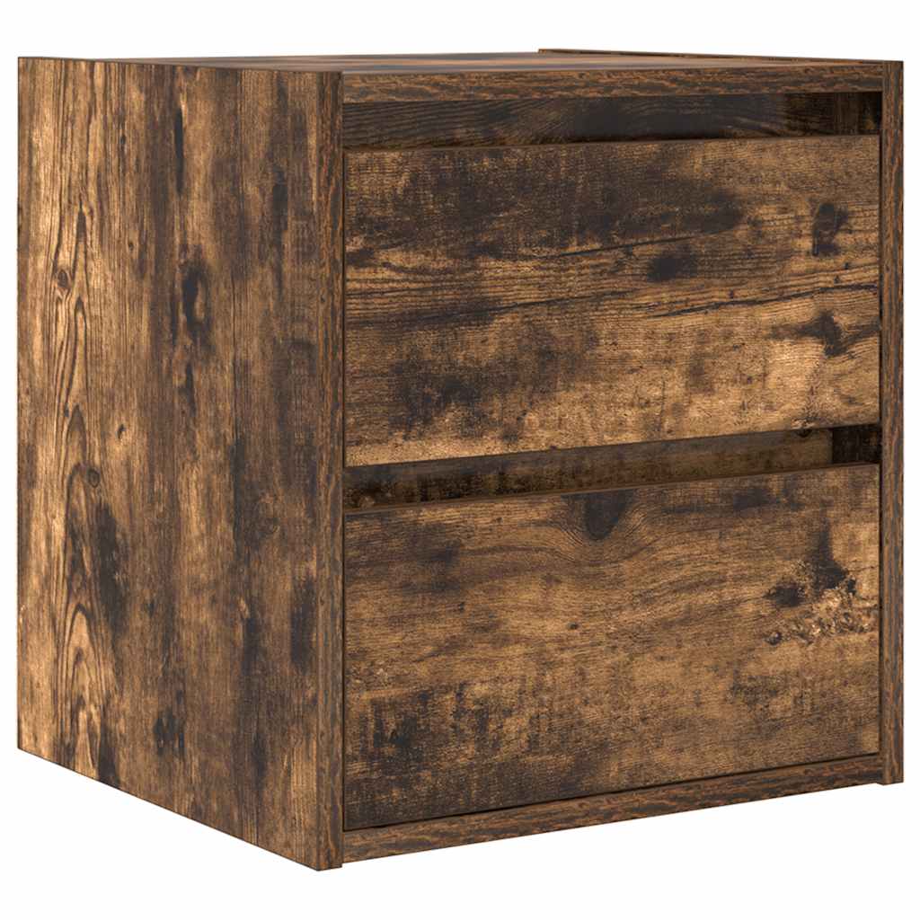 Noptiere montate pe perete 2 buc Stejar afumat 38x34x40 cm GartenMobel Dekor