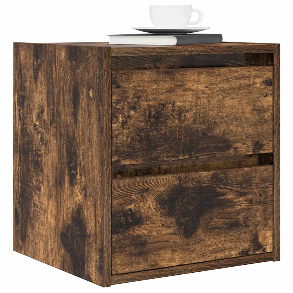 Noptiere montate pe perete 2 buc Stejar afumat 38x34x40 cm GartenMobel Dekor