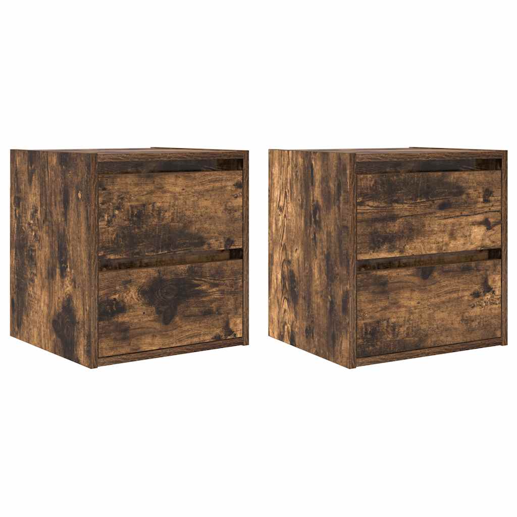 Noptiere montate pe perete 2 buc Stejar afumat 38x34x40 cm GartenMobel Dekor