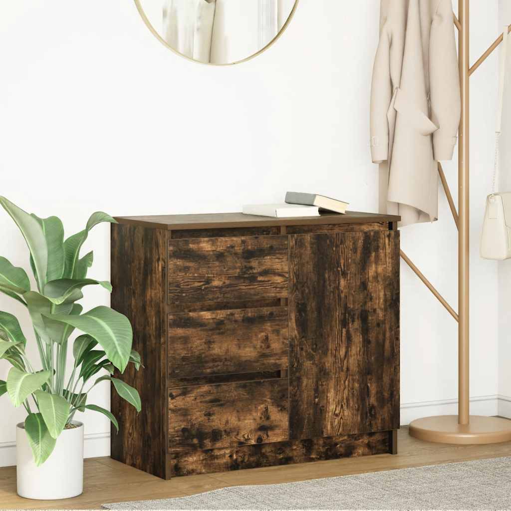 Bufetă cu sertar stejar afumat 71x35x65 cm lemn de stratificat GartenMobel Dekor