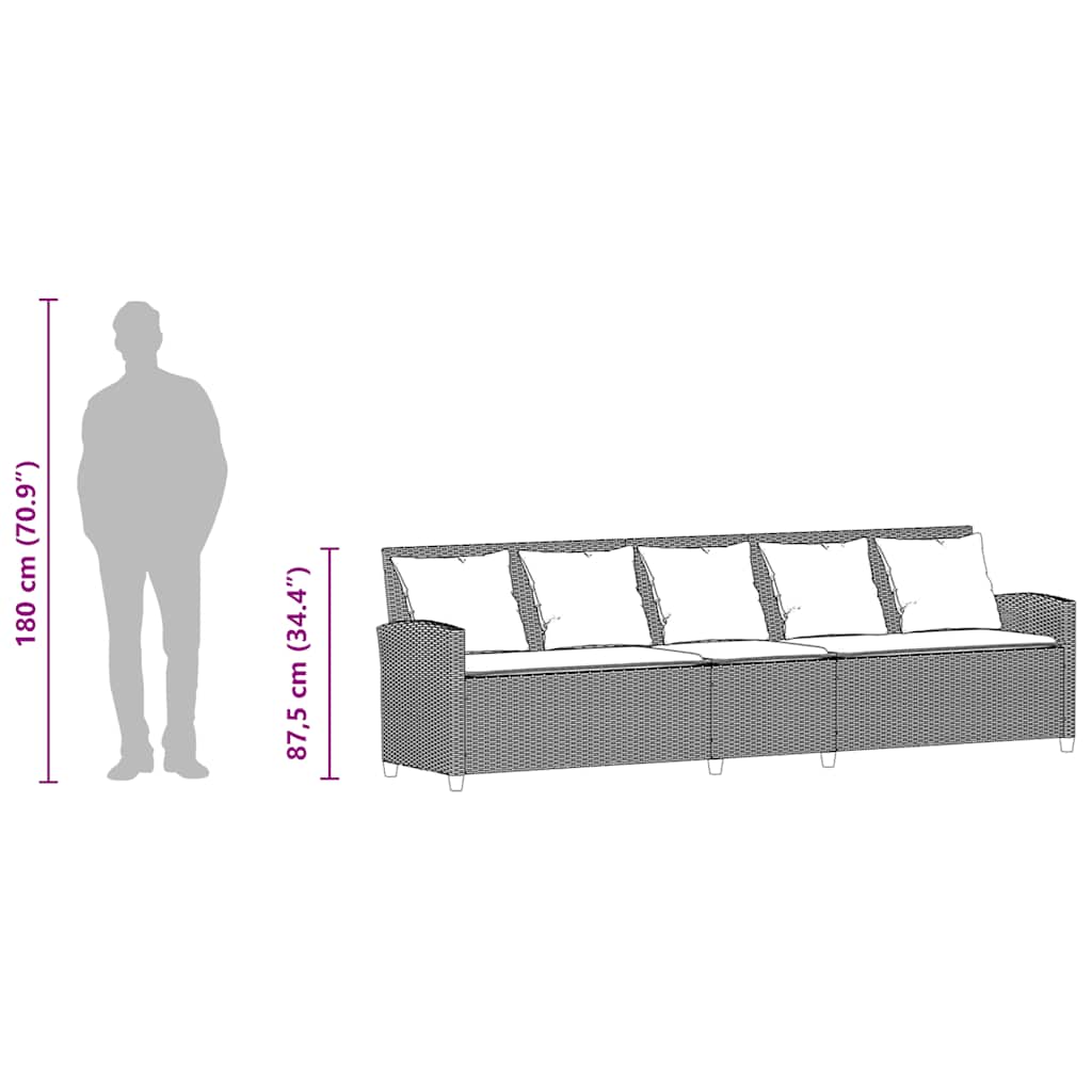 Canapea de grădină cu 5 locuri cu perne din polirattan negru GartenMobel Dekor