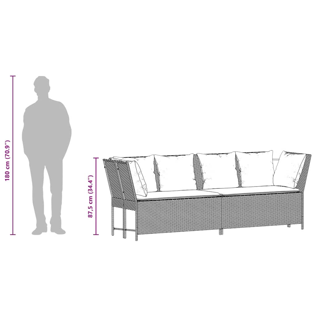 Canapea de grădină cu perne, gri, poliratan GartenMobel Dekor