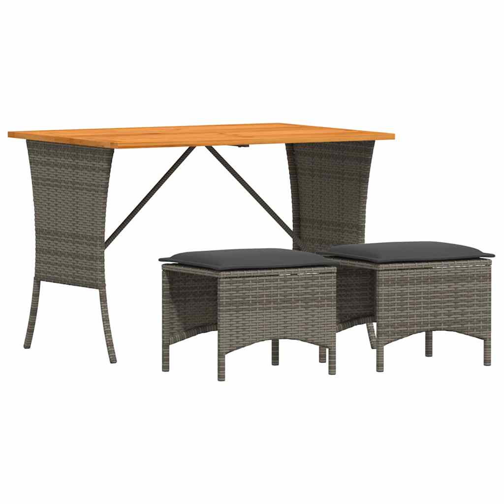 Set mobilier de grădină cu perne, 3 piese, gri, poliratan GartenMobel Dekor