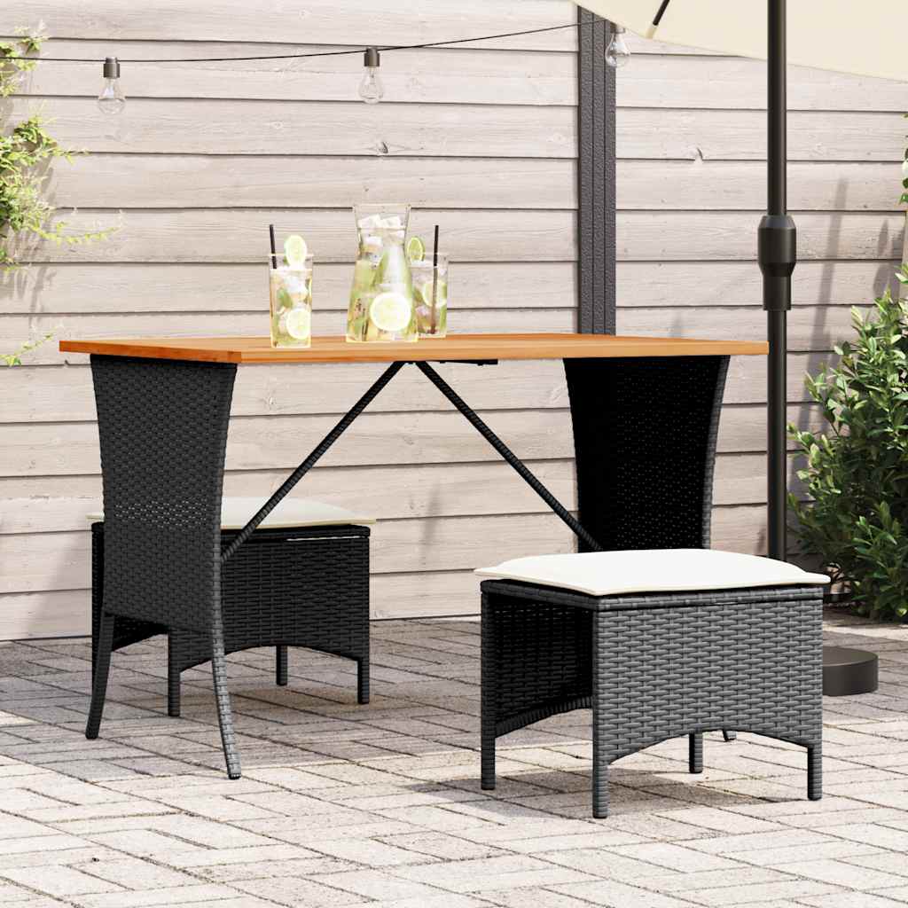 Set mobilier de grădină cu perne, 3 piese, negru, poliratan GartenMobel Dekor