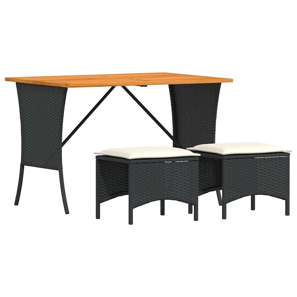 Set mobilier de grădină cu perne, 3 piese, negru, poliratan GartenMobel Dekor